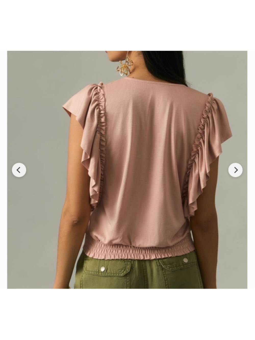 Women's Anthropologie Pink Ruffle Sleeve Wrap Blouse XS - Picture 2 of 10